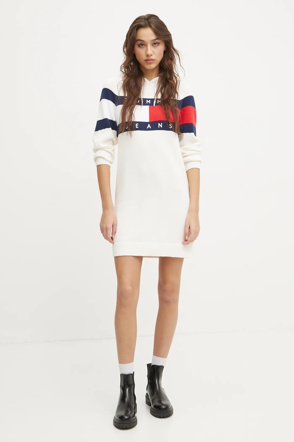 Tommy Jeans pamut ruha DW0DW19470 bézs SS25