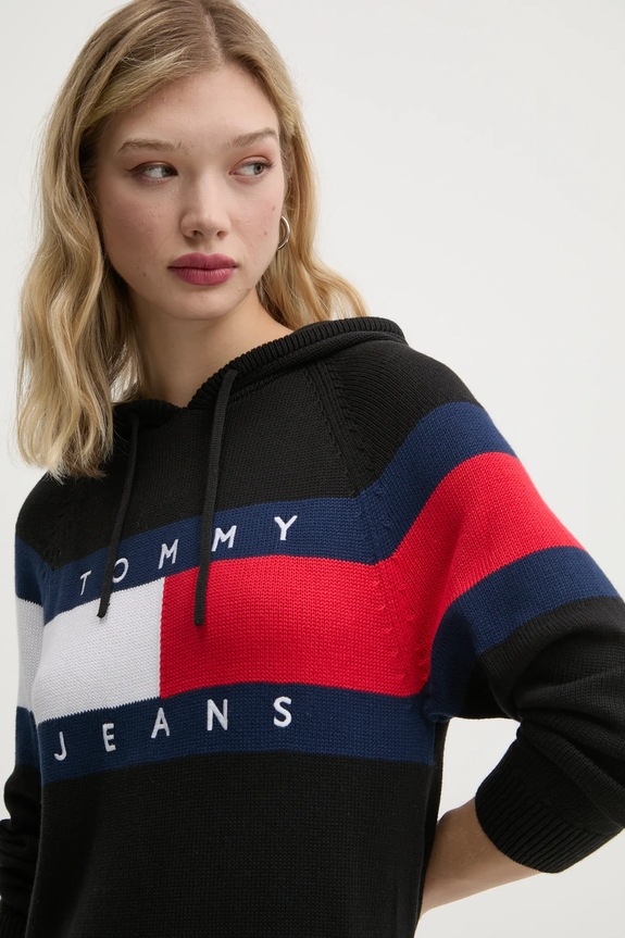 Tommy Jeans pamut ruha fekete DW0DW19470