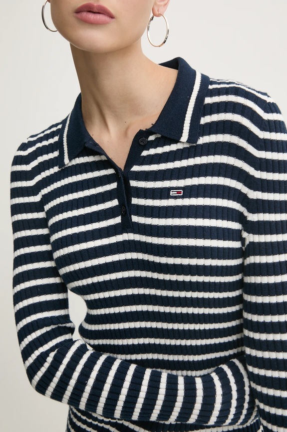 Tommy Jeans sukienka z domieszką wełny DW0DW19476 granatowy