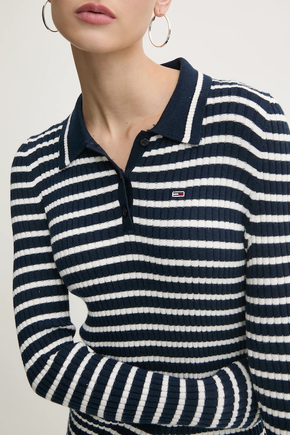 Tommy Jeans sukienka z domieszką wełny DW0DW19476 granatowy