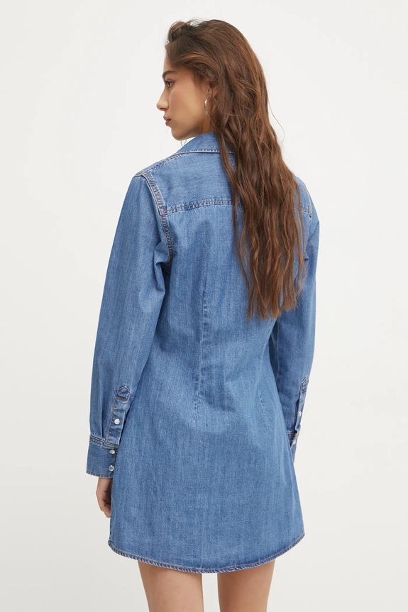 Odzież Tommy Jeans sukienka jeansowa DW0DW19853 niebieski