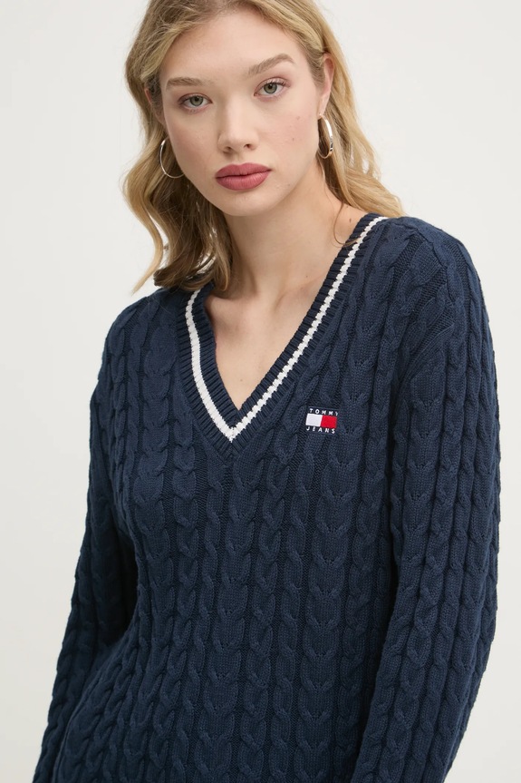 Bavlněné šaty Tommy Jeans námořnická modř DW0DW20186