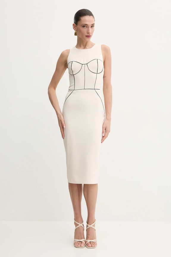 Elisabetta Franchi sukienka z elastanem beżowy AB72451E2