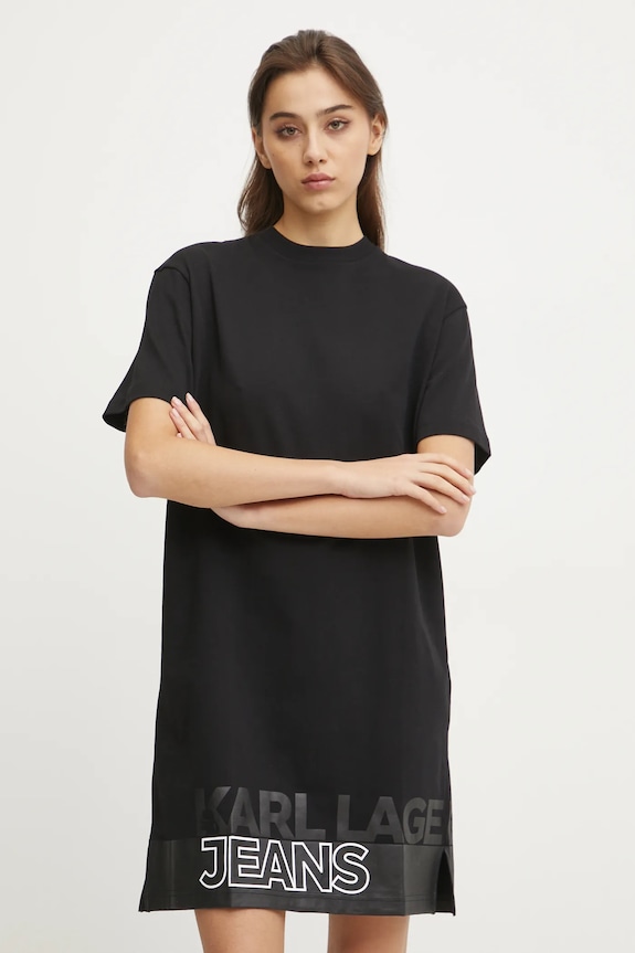 Karl Lagerfeld Jeans sukienka bawełniana nadruk czarny A1W13015