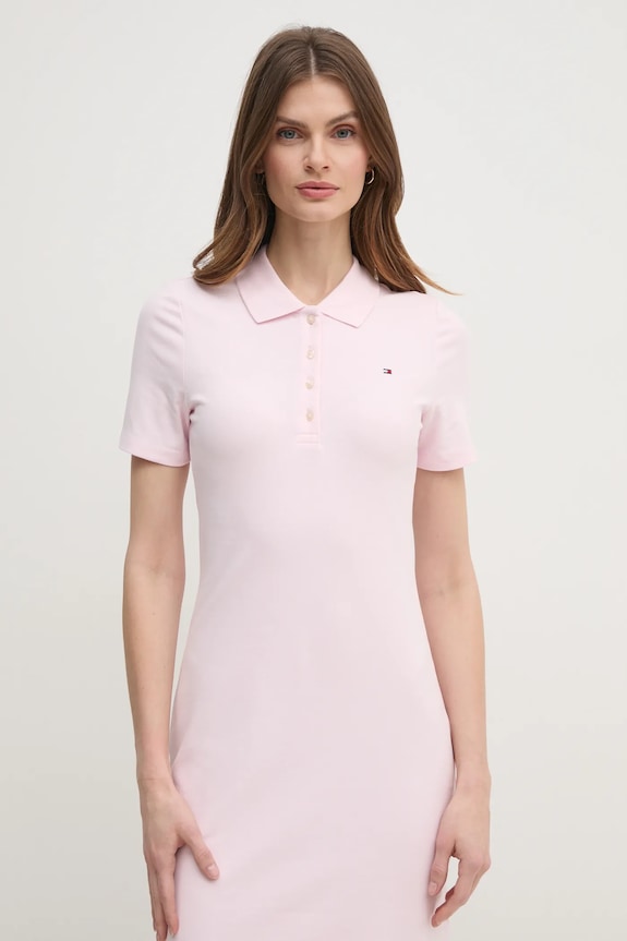 Tommy Hilfiger sukienka bawełniana z elastanem różowy WW0WW43228