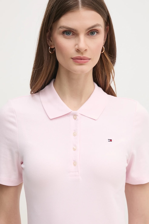 Tommy Hilfiger sukienka bawełniana z elastanem WW0WW43228 różowy