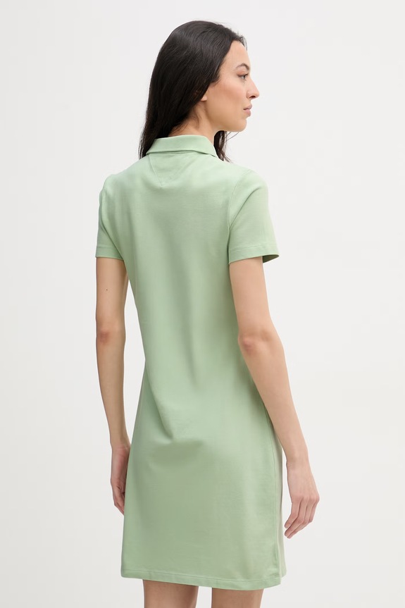 Ρούχα Tommy Hilfiger φόρεμα βαμβάκι με ελαστάν WW0WW43228 πράσινο