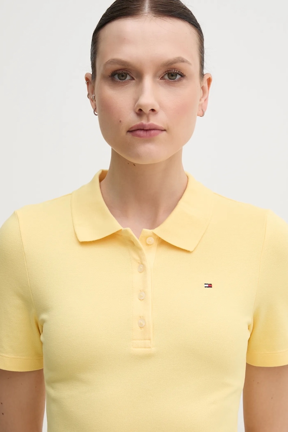 Tommy Hilfiger haljina od pamuka s elastanom zlatna WW0WW43228