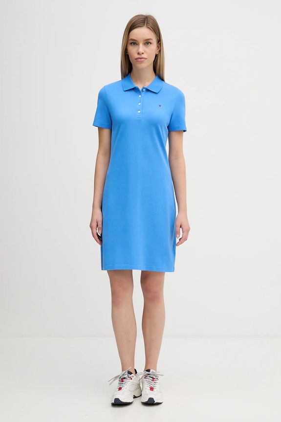Tommy Hilfiger haljina od pamuka s elastanom WW0WW43228 plava SS26