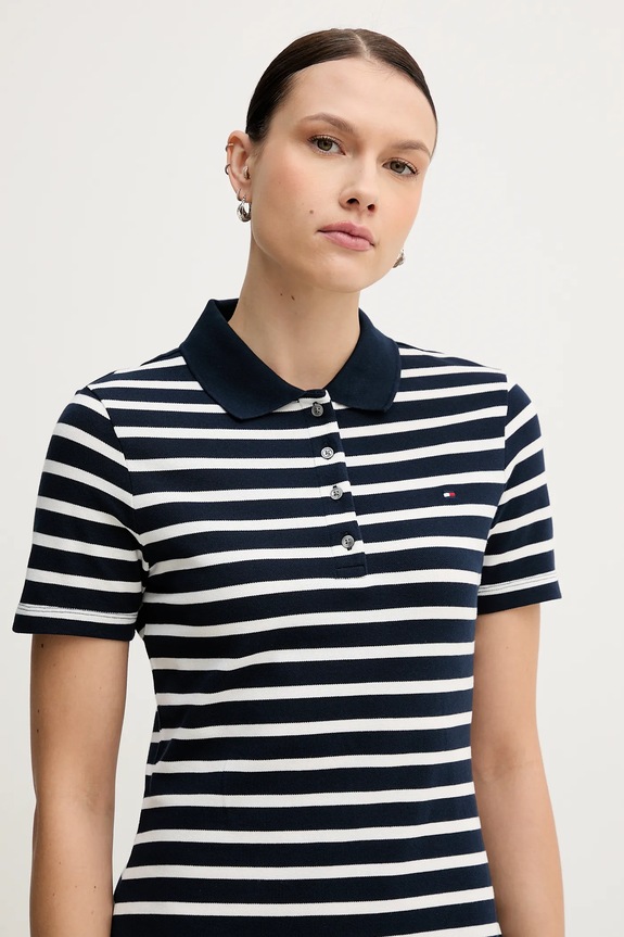 Tommy Hilfiger φόρεμα βαμβάκι με ελαστάν σκούρο μπλε WW0WW43228