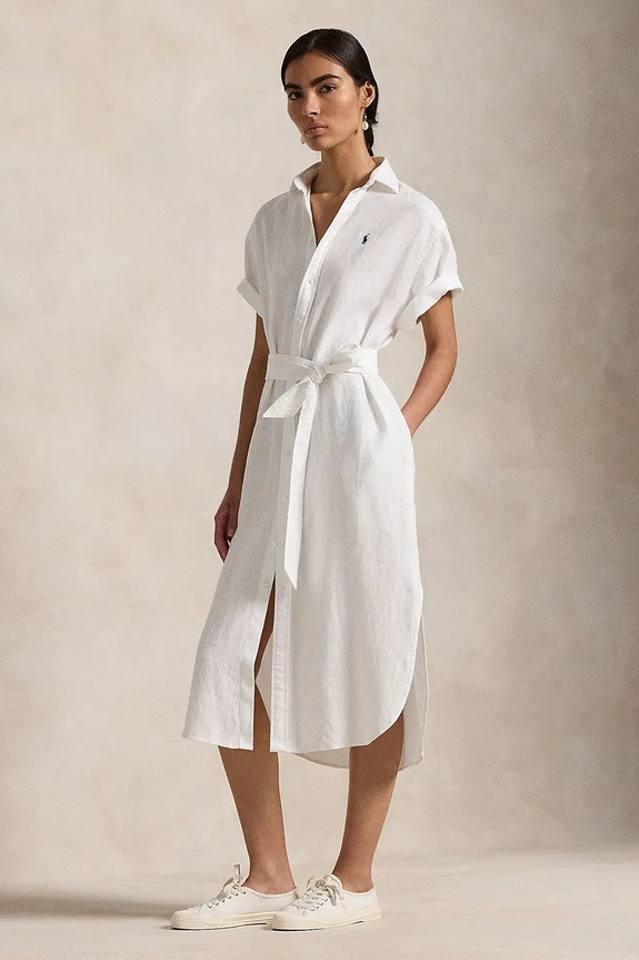Polo Ralph Lauren linen dress midi white 211959912
