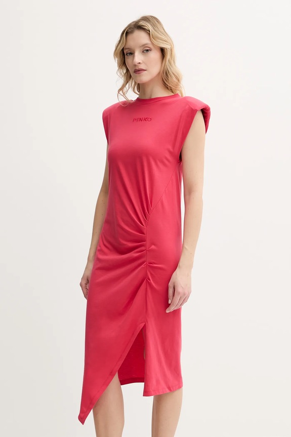 Βαμβακερό φόρεμα Pinko casual κόκκινο 104614.A2HE