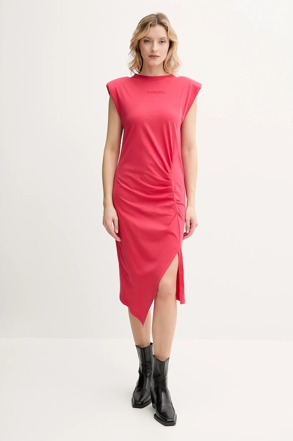 Βαμβακερό φόρεμα Pinko 104614.A2HE κόκκινο SS25