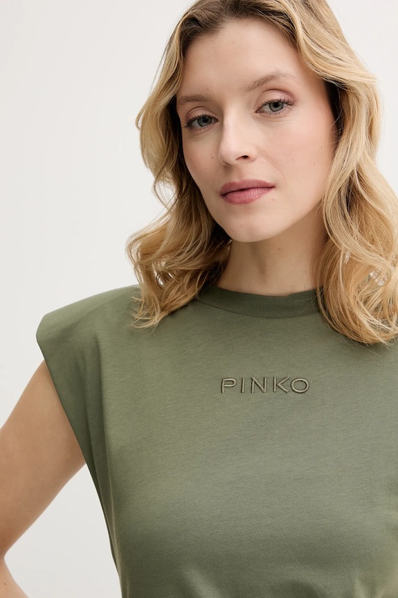 Βαμβακερό φόρεμα Pinko πράσινο 104614.A2HE