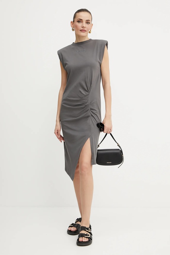 Pinko sukienka bawełniana 104614.A2HE szary SS25