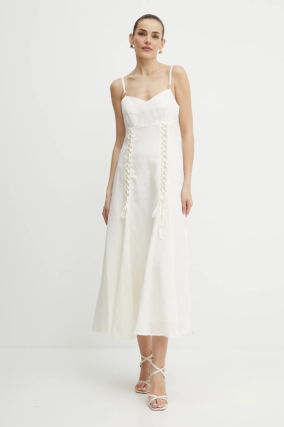 Φόρεμα από λινό μείγμα Twinset casual μπεζ 251TT2070