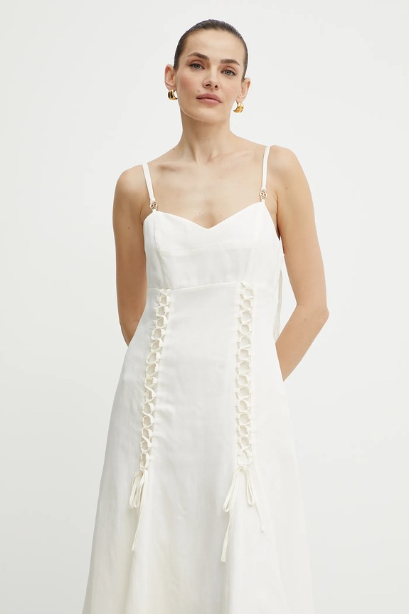 Φόρεμα από λινό μείγμα Twinset μπεζ 251TT2070