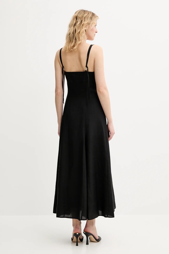 Oblačila Obleka iz mešanice lana Twinset 251TT2070 črna