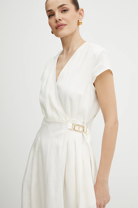 Twinset vestito con aggiunta di lino beige 251TT2072