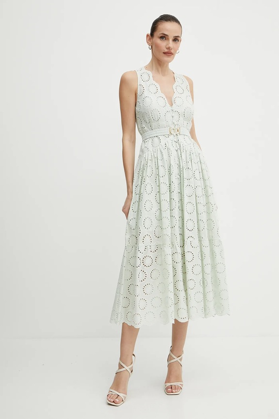 Twinset pamut ruha vállas zöld 251TT2360