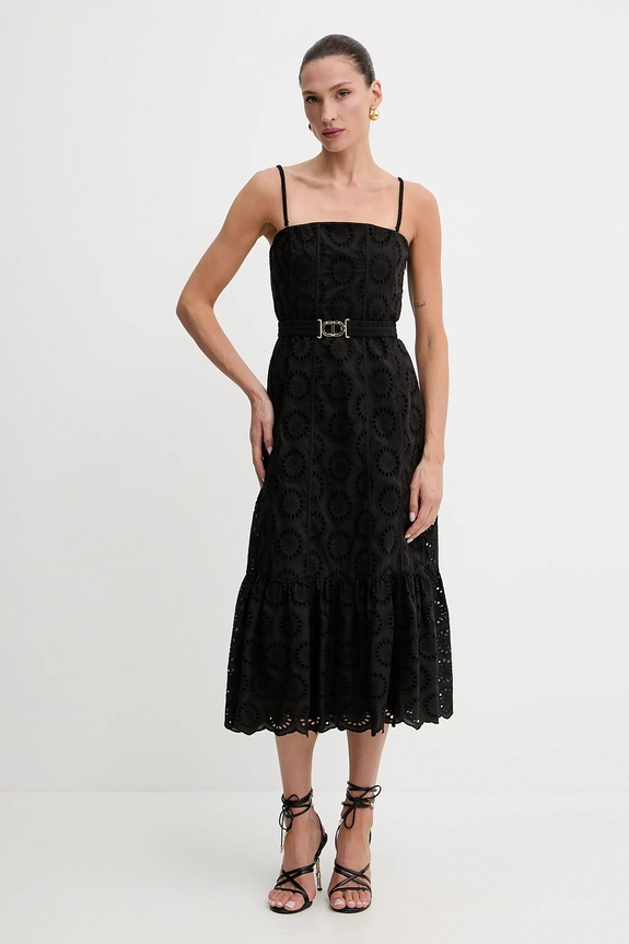 Twinset rochie din bumbac midi negru 251TT2361