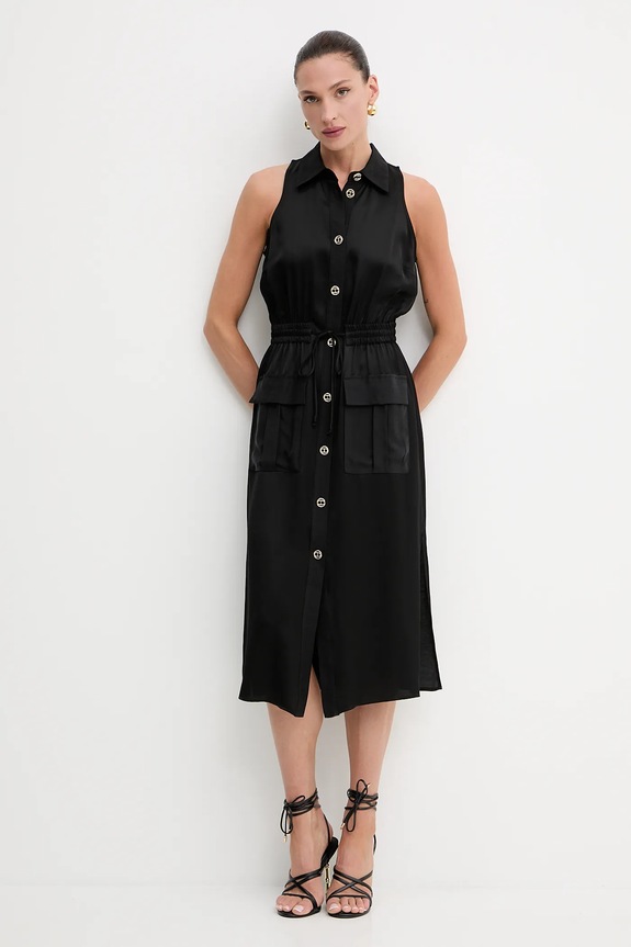 Twinset rochie din amestec de in fixat negru 251TT2270