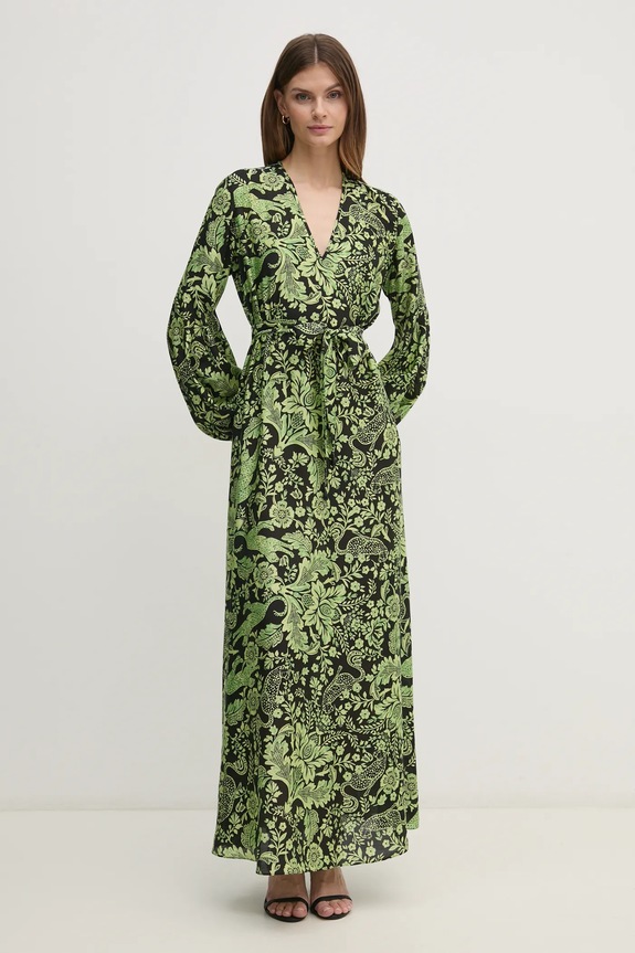 Haljina s dodatkom svile DIANE VON FURSTENBERG DVFDL4S031 zelena SS25