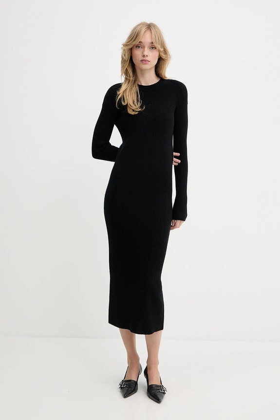 Haljina s kašmirom IRO WF33LIETTE crna SS25