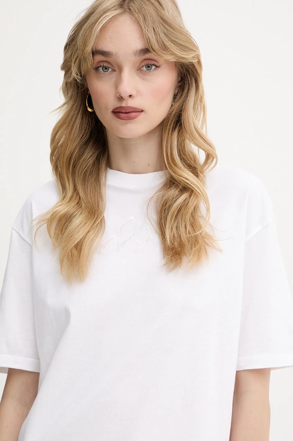 Bavlnené šaty Armani Exchange biela XW000378.AF10354
