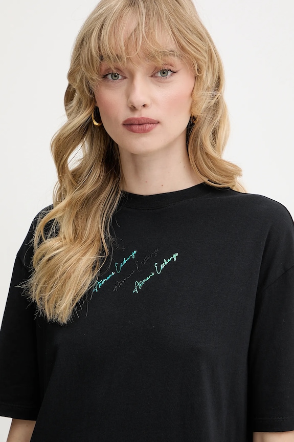 Bavlněné šaty Armani Exchange černá XW000378.AF10354