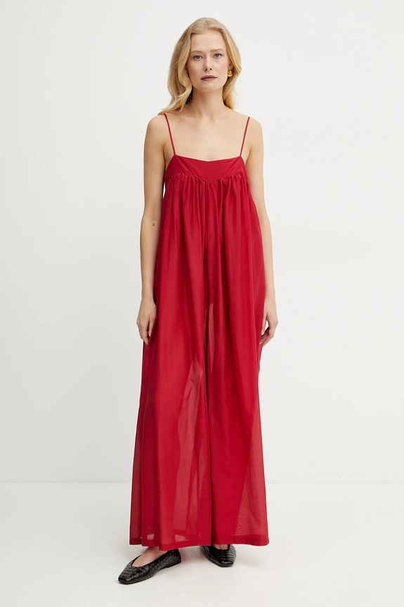 Kombinezon s dodatkom svile Liviana Conti bez uzorka crvena L5SN61