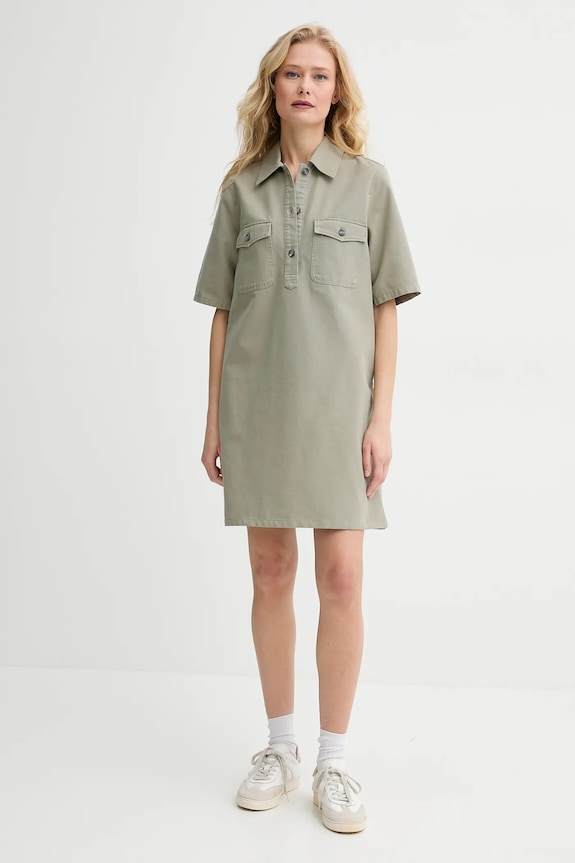 A.P.C. pamut ruha robe selia COGBJ.F35177 zöld SS25