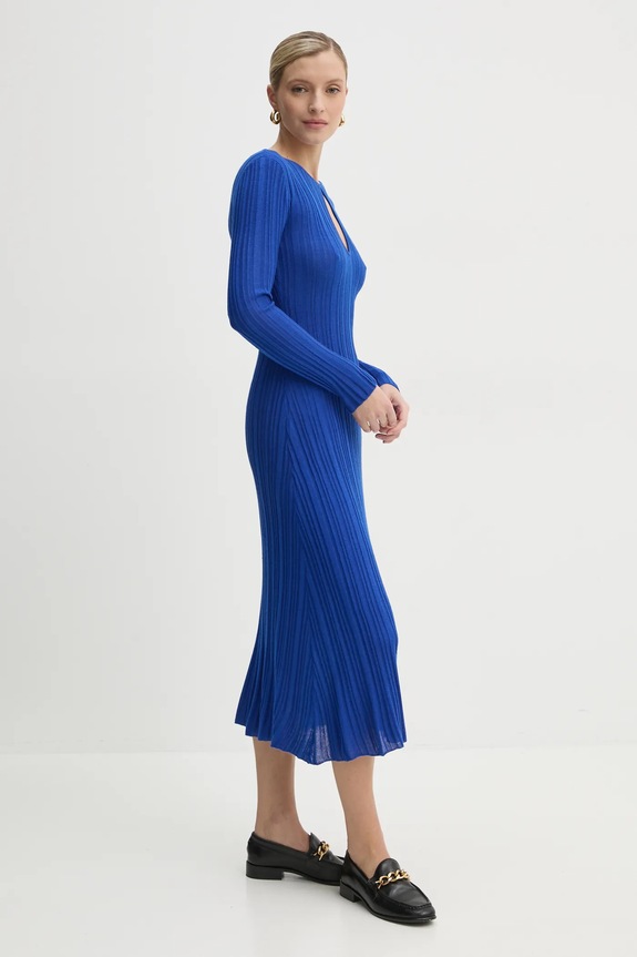 Pepe Jeans rochie din amestec de matase NATASHA PL953642 albastru SS25