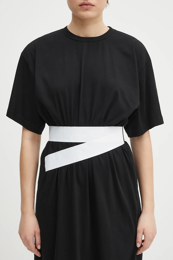 Βαμβακερό φόρεμα MM6 Maison Margiela μαύρο S52DA0063