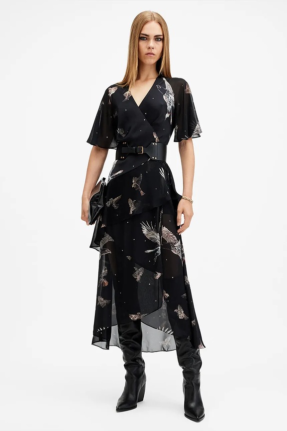 Obleka AllSaints ALANA Casual črna W135DB