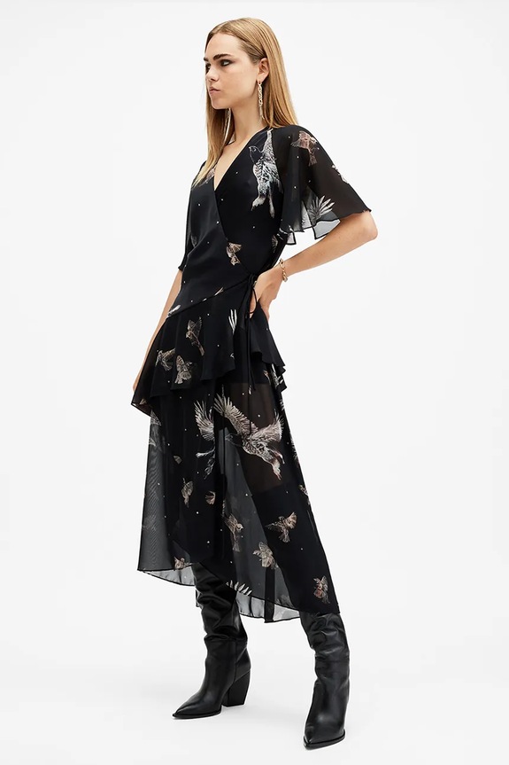 Obleka AllSaints ALANA W135DB črna