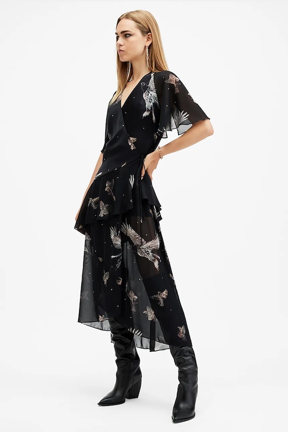 Obleka AllSaints ALANA W135DB črna