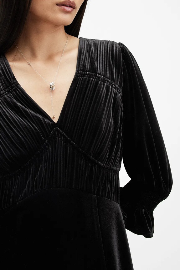 Φόρεμα AllSaints ANI VELVET W143DB μαύρο SS25