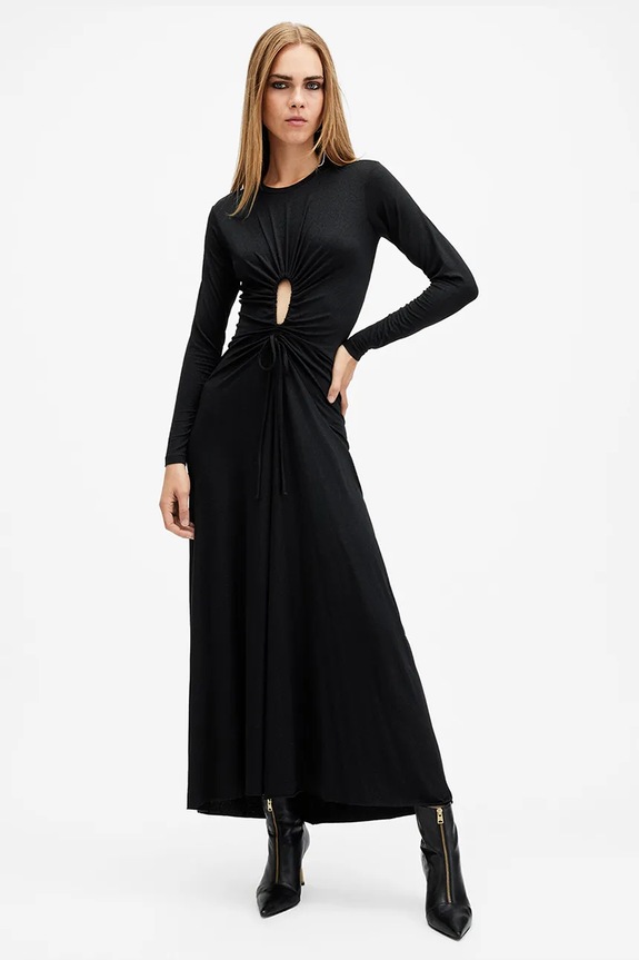 Φόρεμα AllSaints XYLIA με ελαστάν μαύρο W175DB