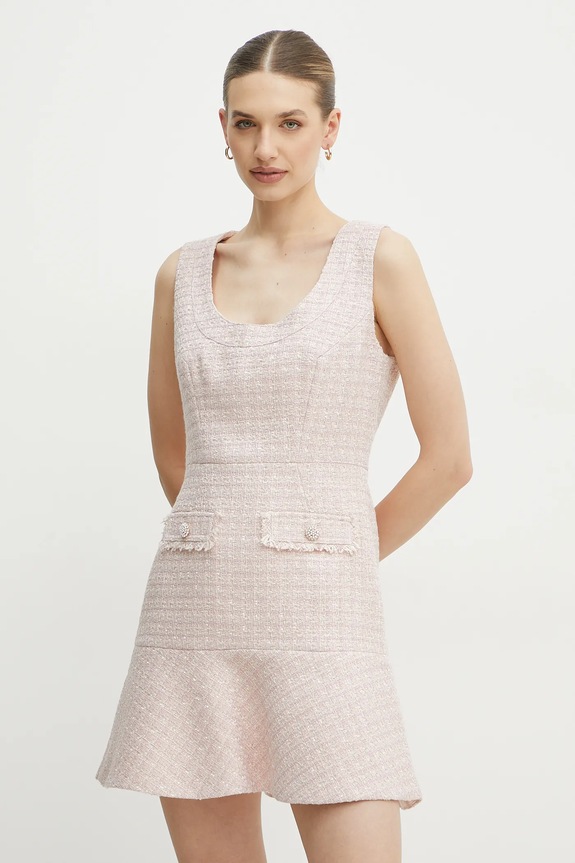 Φόρεμα Guess DAPHNEE στρογγυλό ροζ W5RK10.WGW82