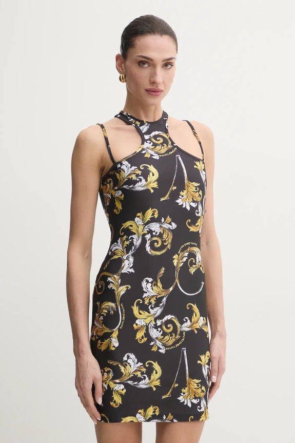 Obleka Versace Jeans Couture Z elastanom črna 78HAO914.JS470