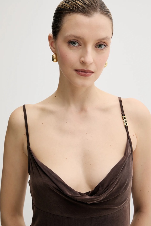 Φόρεμα Versace Jeans Couture καφέ 78HAO936.J0190