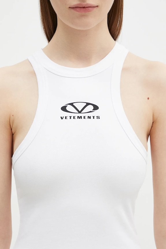 VETEMENTS sukienka Oval Logo Tanktop Mini biały WA66DR600W