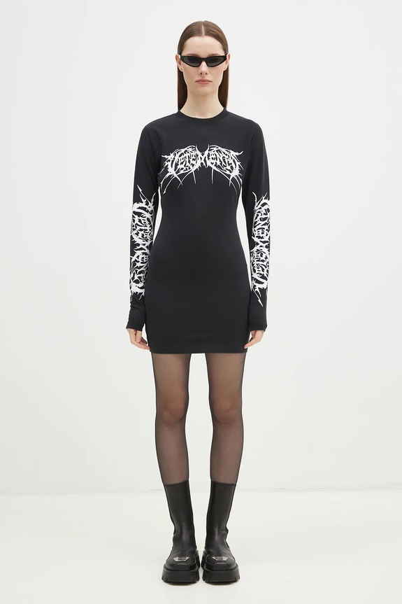 VETEMENTS dress Death Metal Longsleeve Mini WA66DR630BW black