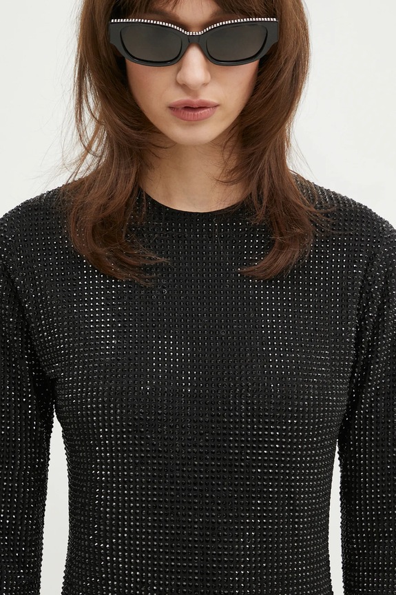 VETEMENTS sukienka Iced-Out Longsleeve Mini czarny WA66DR900B