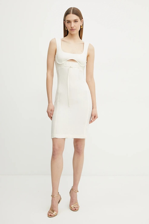 Φόρεμα από λινό μείγμα Patrizia Pepe 2A2874.A052 μπεζ SS25