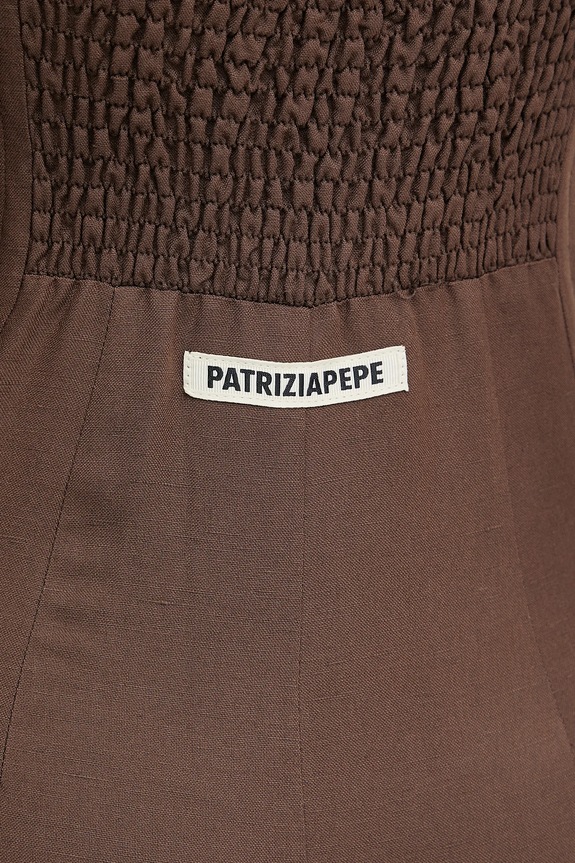 Obleka iz mešanice lana Patrizia Pepe 2A2874.A052 rjava