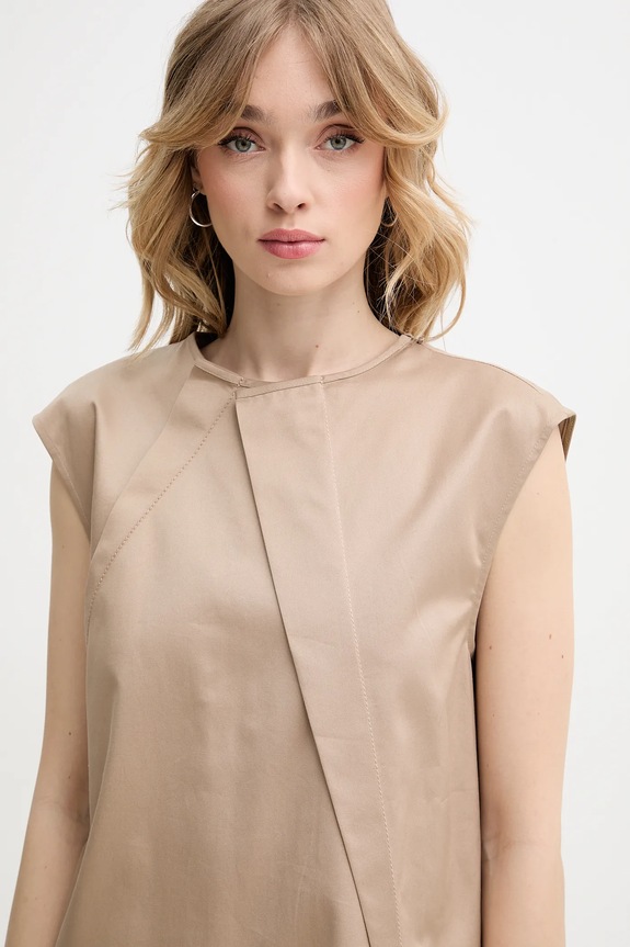 Βαμβακερό φόρεμα MM6 Maison Margiela πράσινο S52DA0056.M35368