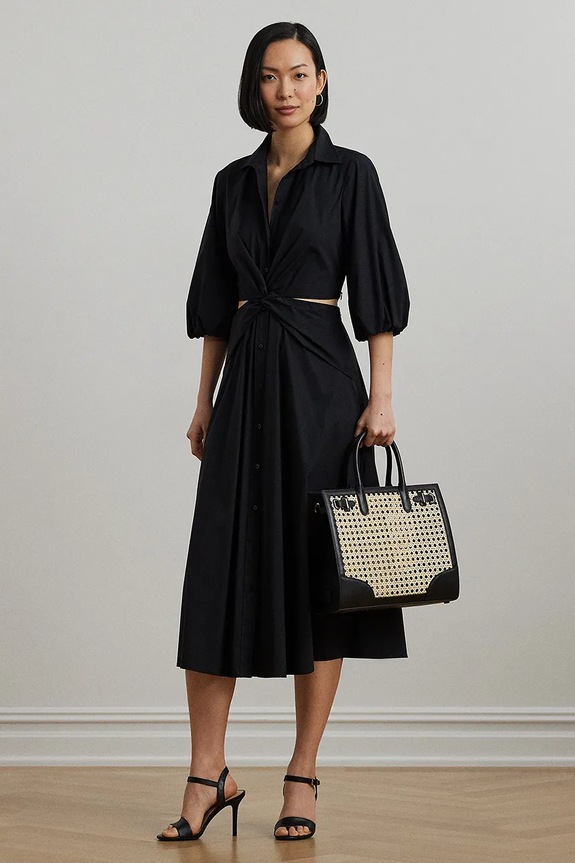 Lauren Ralph Lauren sukienka bawełna czarny 250964227