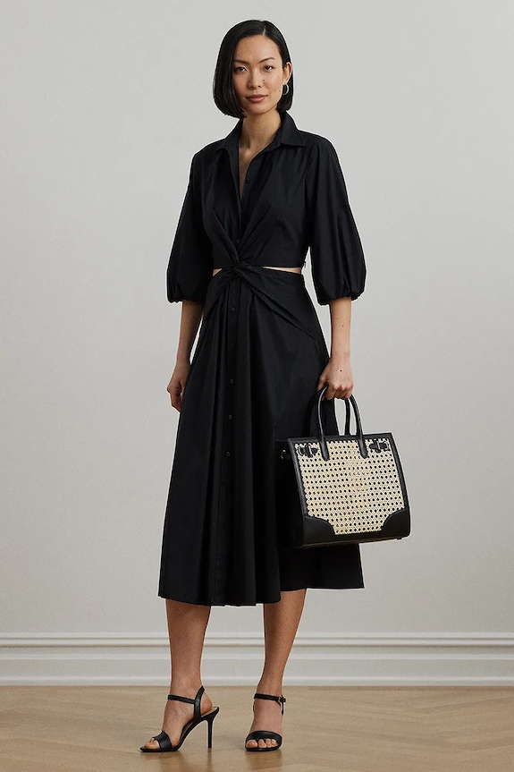Lauren Ralph Lauren sukienka bawełna czarny 250964227
